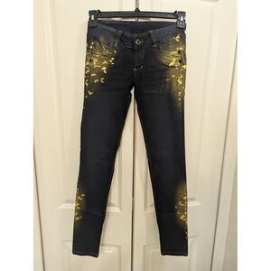 Amabau Women's Colombian Butt Lift Jeans‎ Size 5 Black and gold cotton jeans